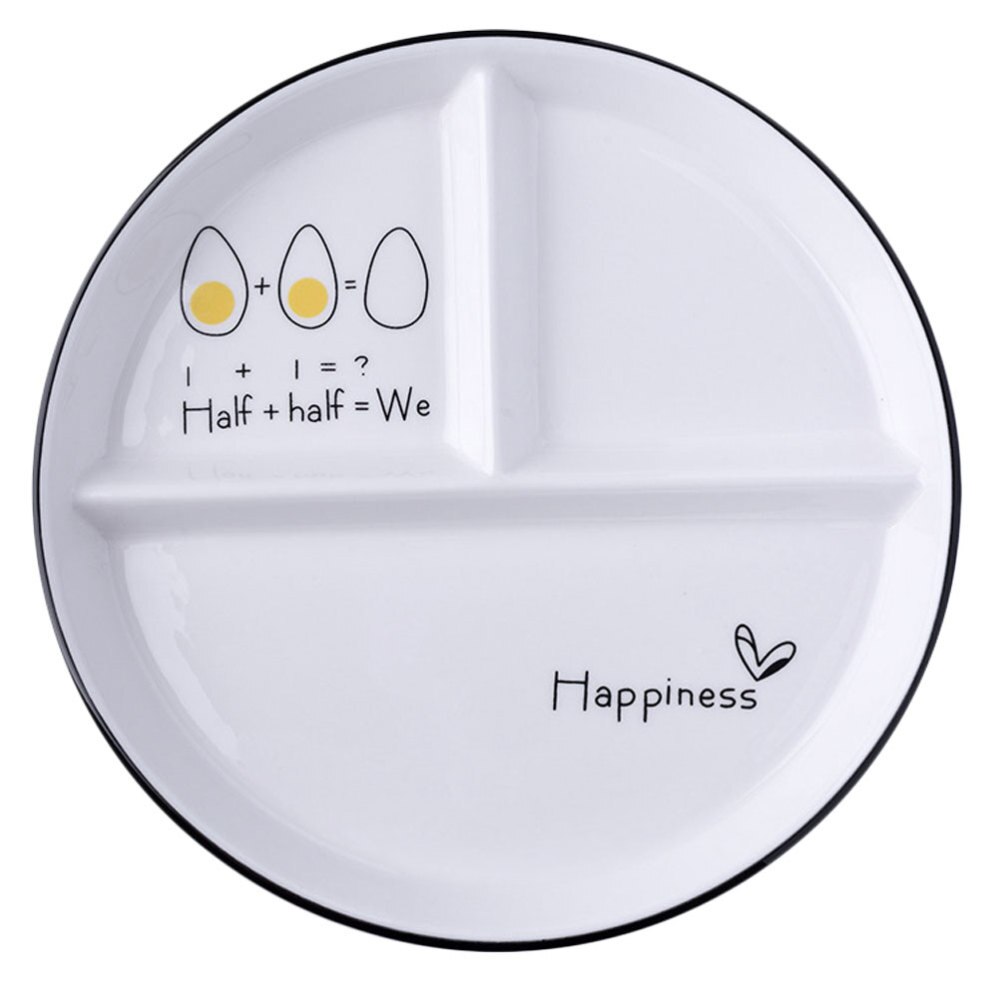 1pc Kids Dinner Luncheon Plate Ceramic Plate Divided Dishes Random Style: Default Title
