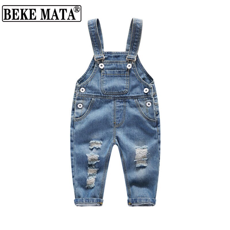 Denim Overalls For Baby Autumn Jumpsuit Kids Girls Clothes Ripped Toddler Boy Pants Button Fly Children Clothing Overalls