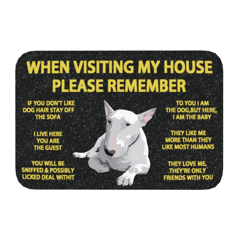 Staffordshire Bull Terrier Dog Quotes Front Door Mat Anti-Slip Outdoor Quick Dry Doormat Kitchen Bedroom Entrance Rug Carpet: Red