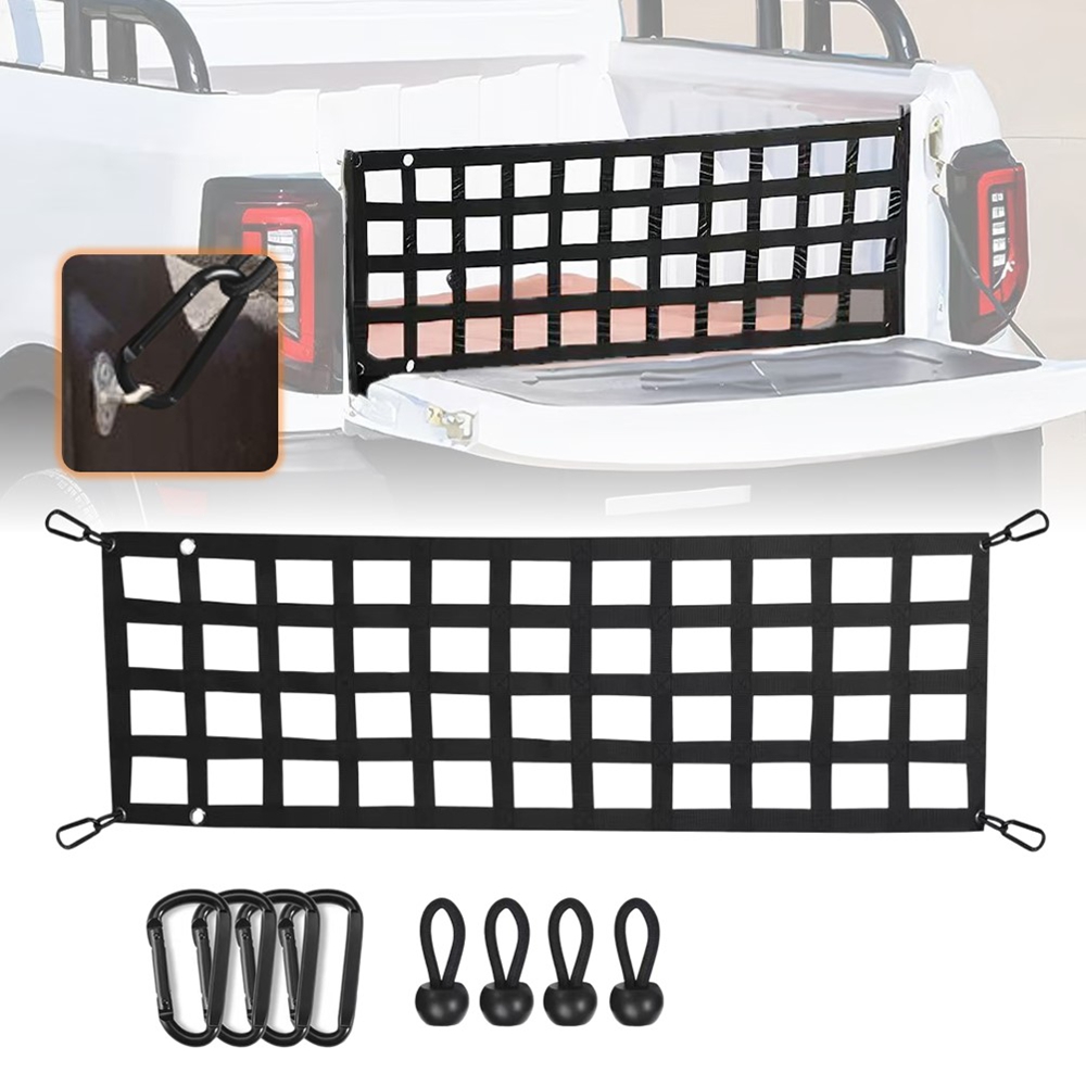Car Trunk Organizer Net UV Protection Pickup Truck Bed Cargo Mesh Tailgate Net Cargo Storage Netting Divider Car Accessories