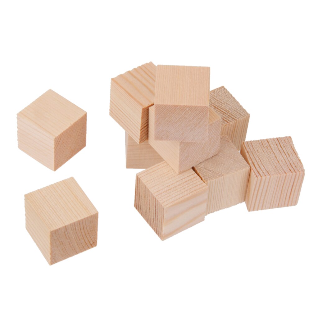 10 Stuks Natuurlijke Houten Vierkante Blokjes Hout Blok Versiering Voor Ambachtelijke 25x25mm