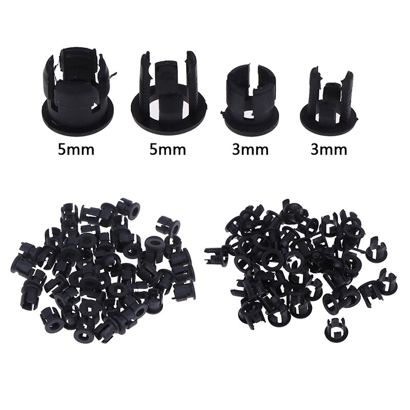 50pcs Useful Black Plastic 3mm 5mm Lamp LED Diode Holder Black Clip Bezel Socket Mount