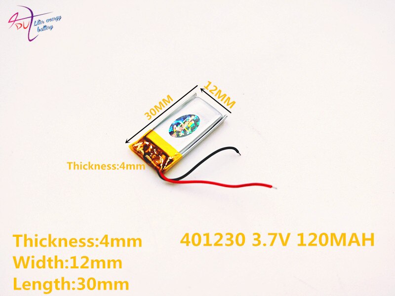 Polymer 401230 3.7v 120 mah liter energi batteri bluetooth headset sports hovedtelefon batteri