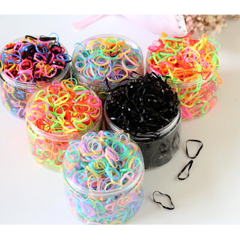 1000PCS ragazze sveglie anello colorato fasce per capelli elastici usa e getta porta coda di cavallo elastico Scrunchies accessori per capelli per bambini