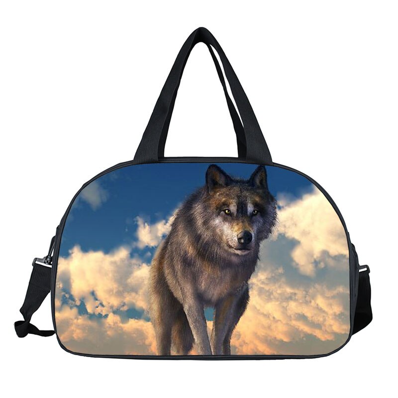 Wolf Howling Moon Travel Duffle Bag Women Handbags Ladies Larger Capacity Storage Bags Multifunctional Travel Totes Shoes Holder