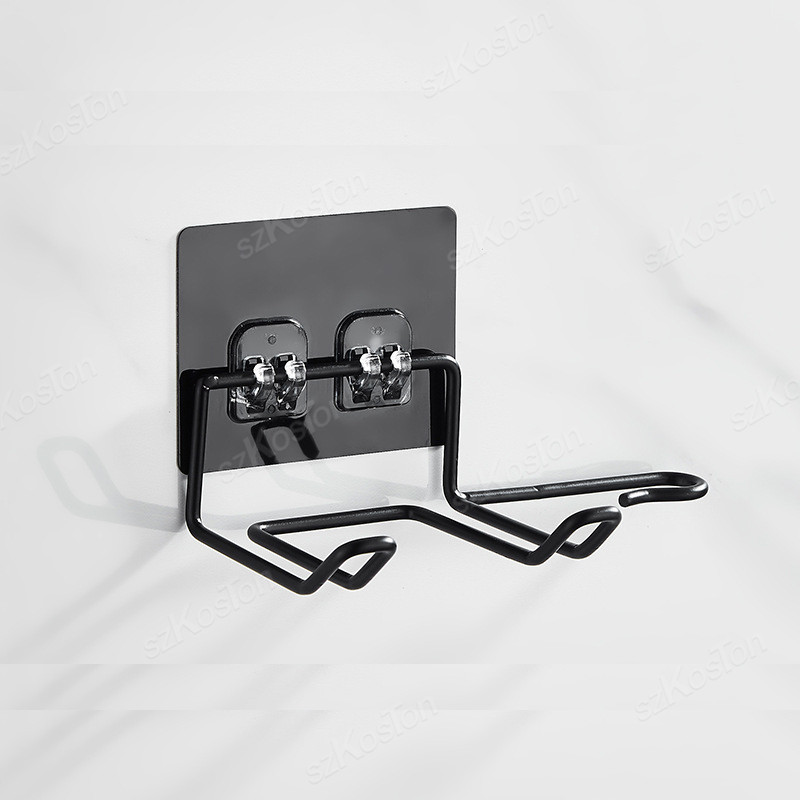 Soporte para secador de pelo, soporte para secador de pelo montado en la pared, accesorios de baño, estante de almacenamiento autoadhesivo para el hogar, accesorios de baño: Gris