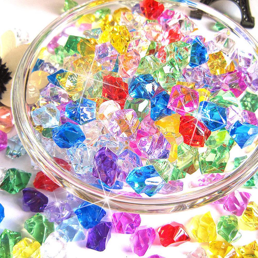 200PCS Plastic Gems Ice Grains Colorful Small Stone Children Jewels Acrylic Gems Pirate Treasure Chest DIY Crafts Pendant