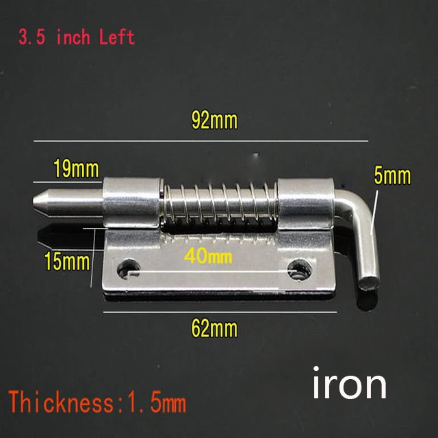 1Pc Long Silver Door Latch Sliding Lock Barrel Bolt Latch Hasp Staple Gate Safety Lock Latch Barrel Bolt Latch Spring Barrel: 3-5inch-left