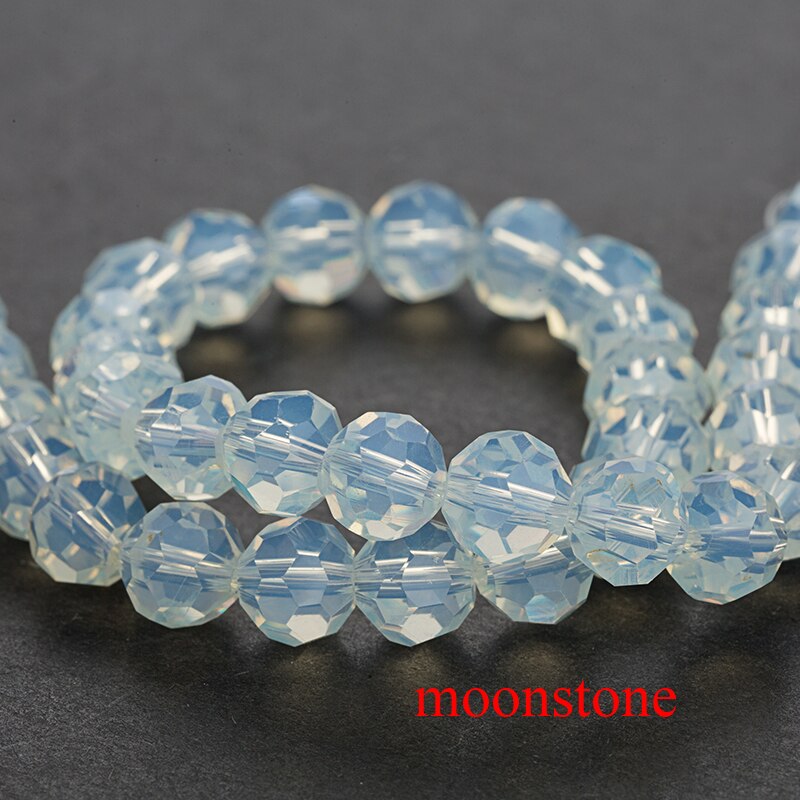 Perlen 30 stücke 8mm Runde Facettierte Kristall Glas Perlen für Herstellung Von Schmuck Diy Perlen Abstandshalter Glas Perlen für schmuck Machen: moonstone