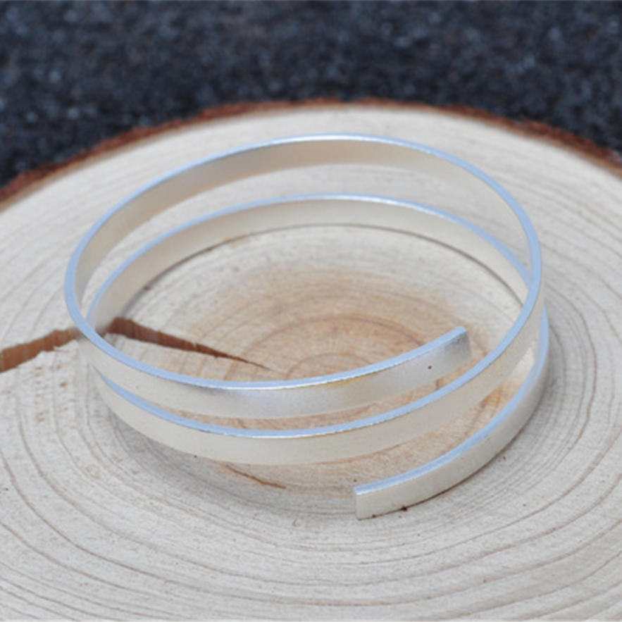 925 sterling zilveren rechthoekige platte draad manchetring blanco voor het maken van sieraden, lengte 100 mm
