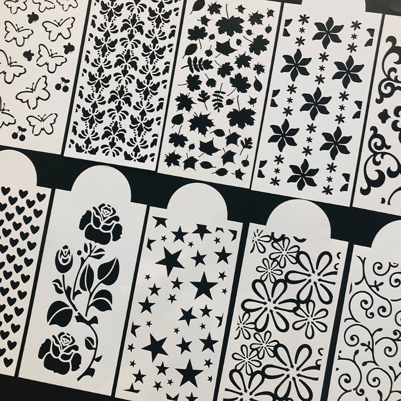 12pcs DIY Star Heart Drawing Stencils Templates Embossing Paper Card Painting Scrapbooking Stamp Album Decoration