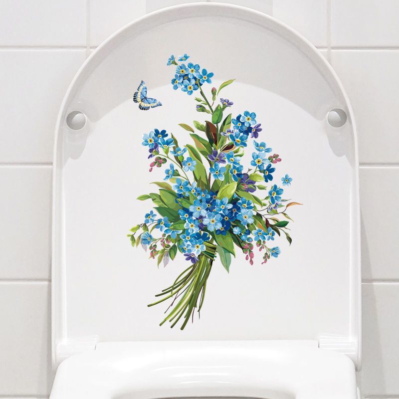 Smukke farverige blomster toilet sæde badeværelse dekoration pvc toilet gulv klistermærker wc indretning toilet bundet hanako kun klistermærker
