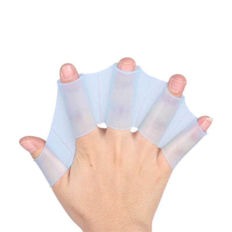 Kikkerklauwen kikker siliconen hand pu, handgebonden zwempeddels zwemhulpmiddelen voor beginners: Blauw