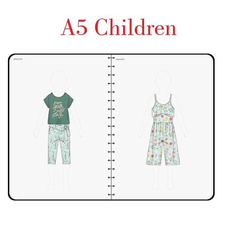 A5 Baby Kleding Schetsboek Met Lichaam Figuur Template Kind Kid Schetsboek Mode Notebook 50 Vellen Papier: Children