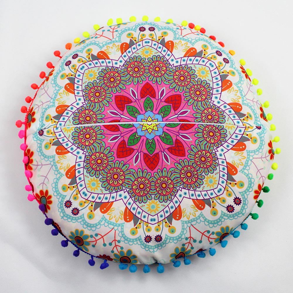43*43cm indiska mandala golvkuddar runda bohemiska kuddar kuddar fodral textil kudde 3
