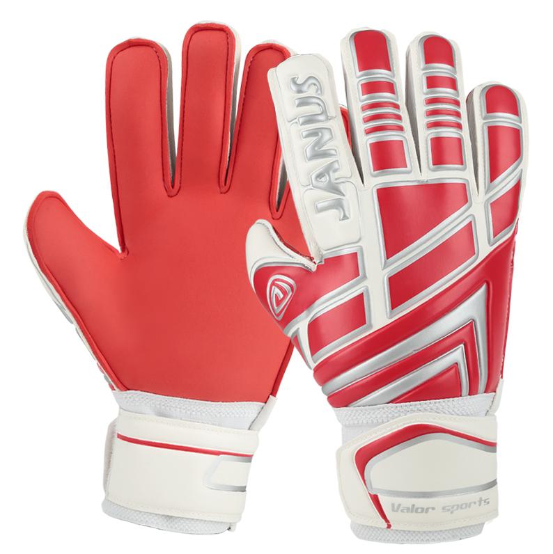 Janus Adulto Bambino Professionale guanti Da Portiere di Calcio Dito di Protezione Guanti Portiere di Calcio Obiettivo Custodi di Formazione Guanti JA390: red white / size 8