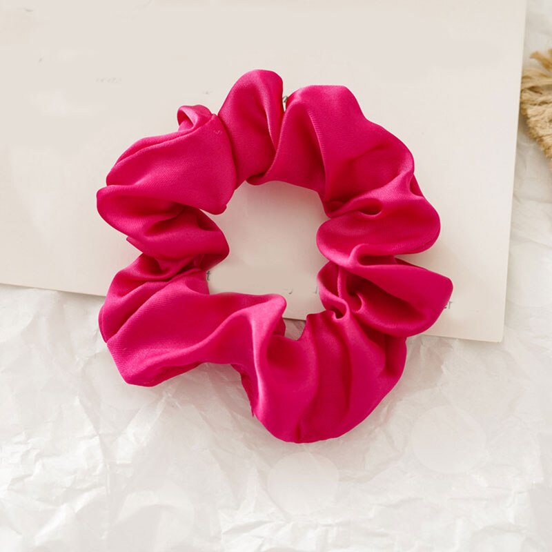 Noir blanc Fine pas cher velours élastique bandes de cheveux Scrunchy cheveux corde pour femmes filles cheveux toilettage accessoires gros bijoux: Rose Rouge