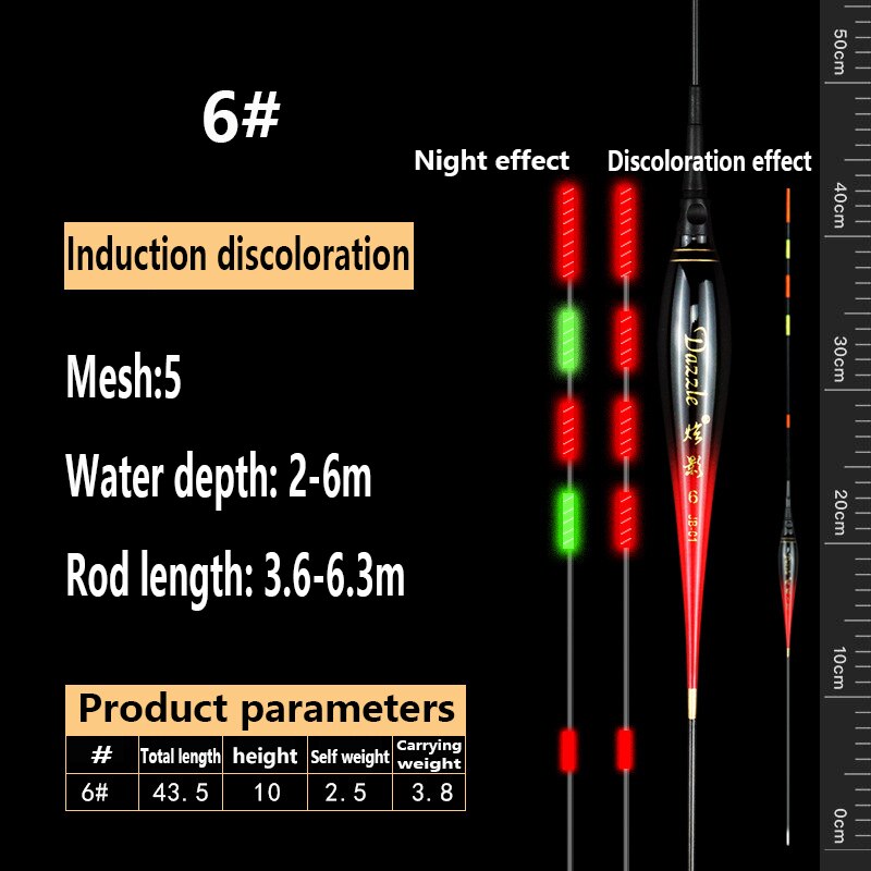 Smart Fishing Led Light Float Luminous Glowing color float Including battery Remind High Sensitivity Alarm Fish Bite angeln: 6