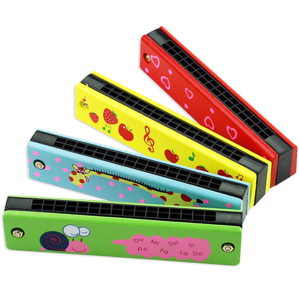 16 Holes Harmonica for Beginners 5 Inches Wooden Educational Baby Kids Children Harmonica Toy Musical Instrument