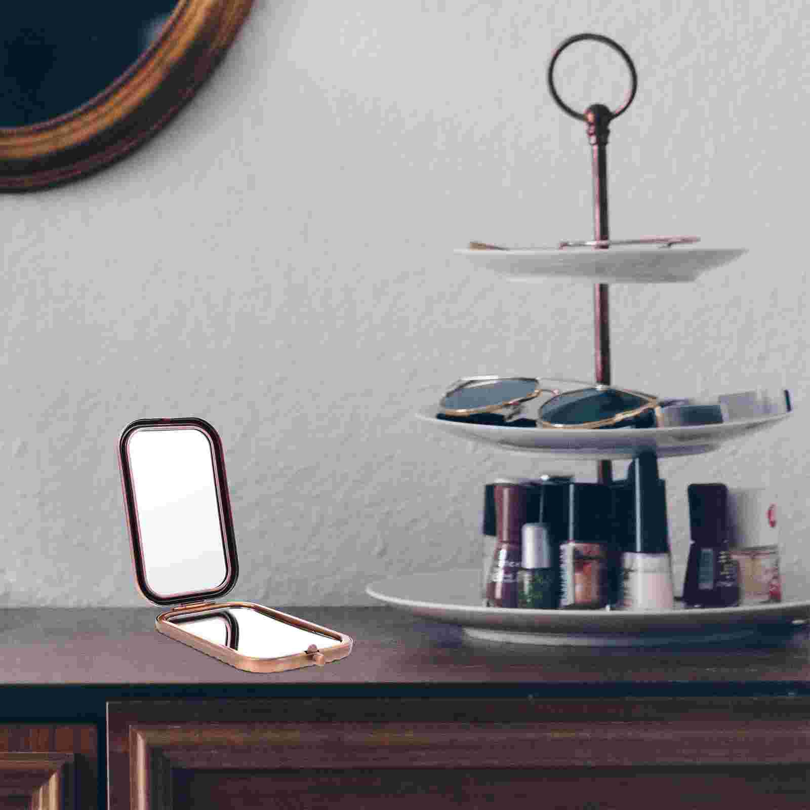 Dual-sided Cosmetics Mirror Folding Portable Makeup Mirror Metal Mirror