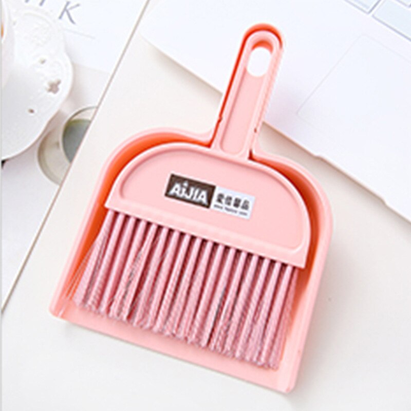 Mini escova de limpeza pequena vassoura dustpans conjunto desktop vassoura pá limpeza de lixo mesa ferramentas limpeza do agregado familiar: Rosa