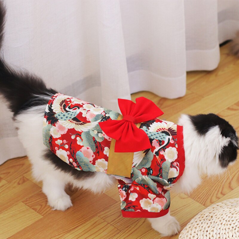 Kimono pour animaux de compagnie chien chat Costume de Style japonais