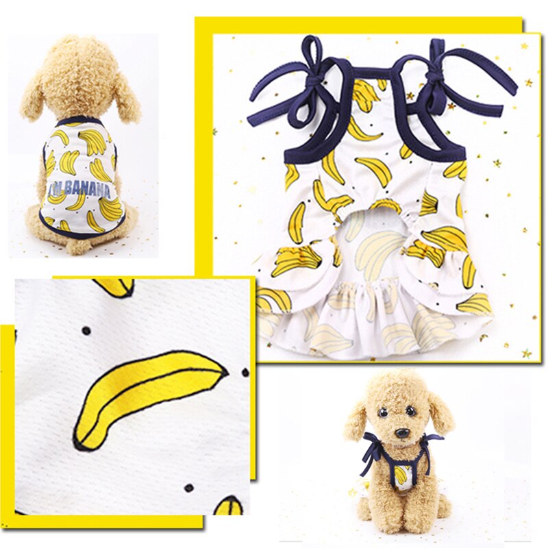 Fruit Print Pet Dog Jurken Voor Kleine Honden Kleding Zomer Jurk Leuke Jurk, puppy Hond Kleren Chihuahua Honden Huisdieren Kleding Grappige