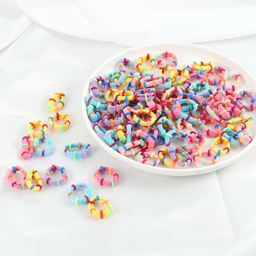 50 Stks/set Elastische Haarbanden Kinderen Meisjes Paardenstaart Houder Chouchou Rubber Band Hoofdband Haar Ties Candy Kleur Haaraccessoires
