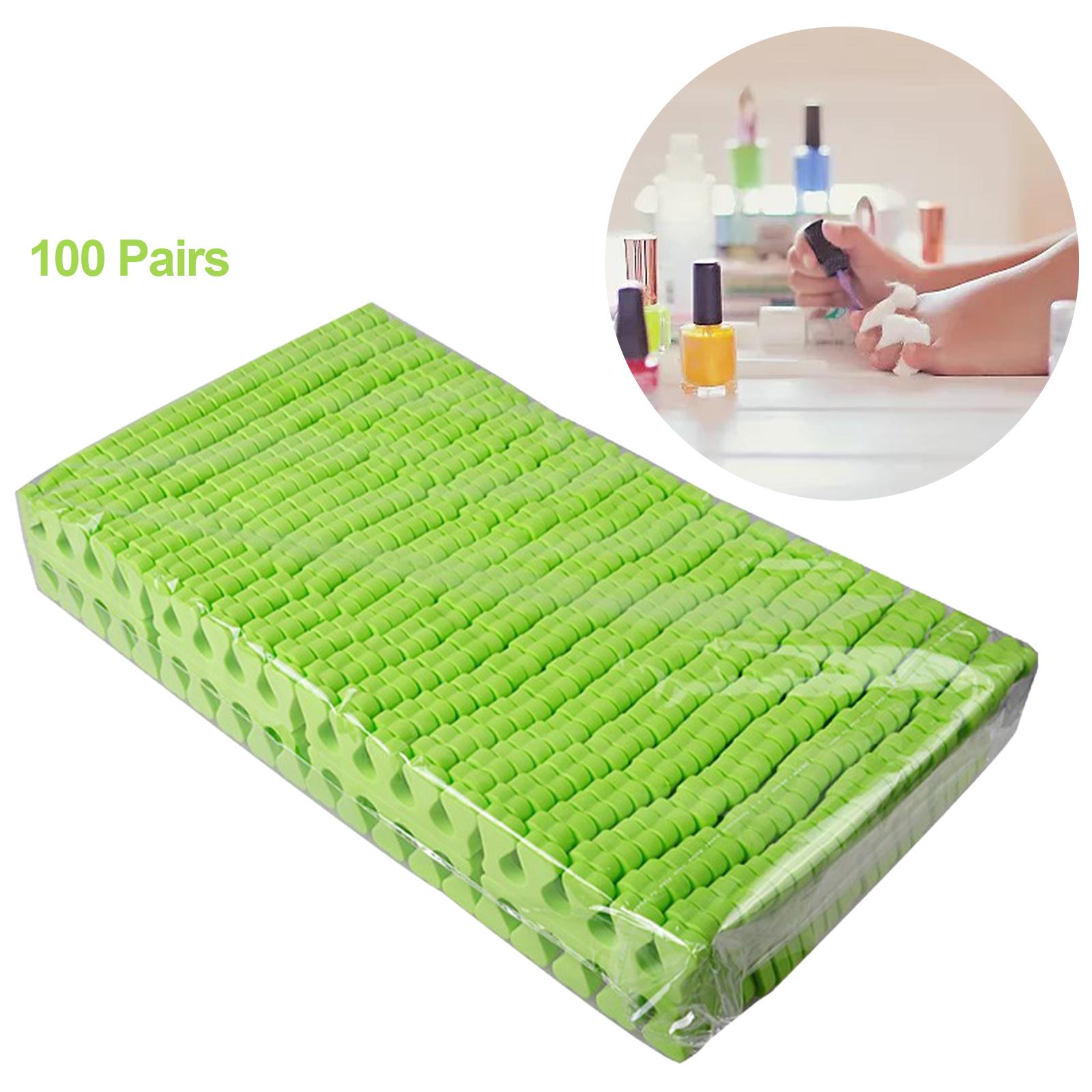 Nail Art Toe Separator Sponge Splitting Device Green Fingers Separators for Manicure Home Use Old Teen Pedicures 100 Pairs