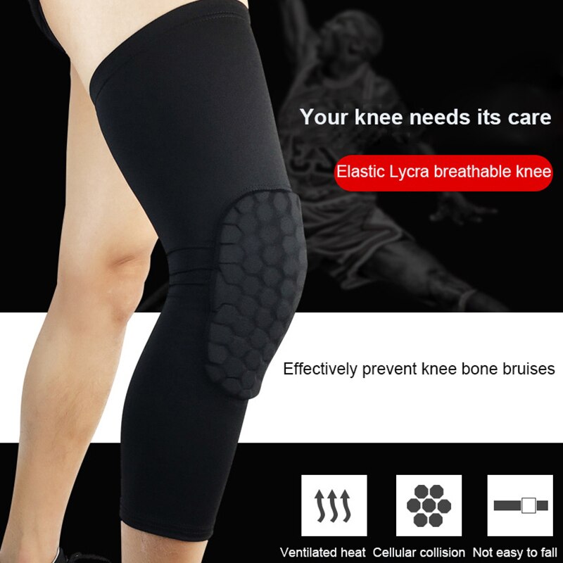 Rodilleras deportivas transpirables para baloncesto, rodilleras de nido de abeja, rodillera de compresión de pantorrillas, protección de soporte para rodilla, 1 ud.
