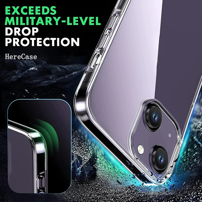 Coque de téléphone transparente avec film avant souple et coque de pare-chocs arrière en PC dur, protection complète à 360, iPhone 15 14 Plus 13 12 11 Pro XS Max X