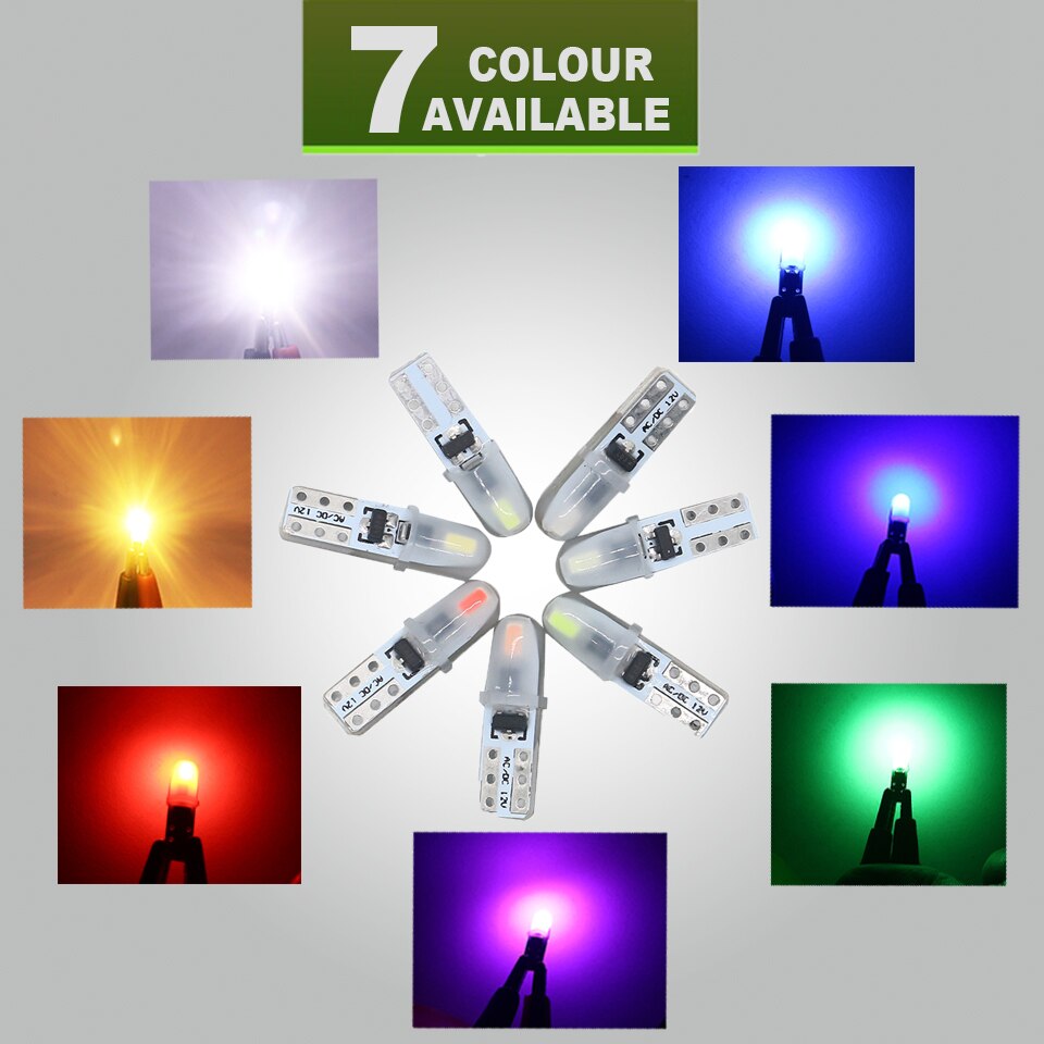 1/10PCS T5 Led Bulb W3W W1.2W Car Interior Light Indicator Dashboard Gauge Instrument Wedge Lamp Auto Signal Light 12V White Red