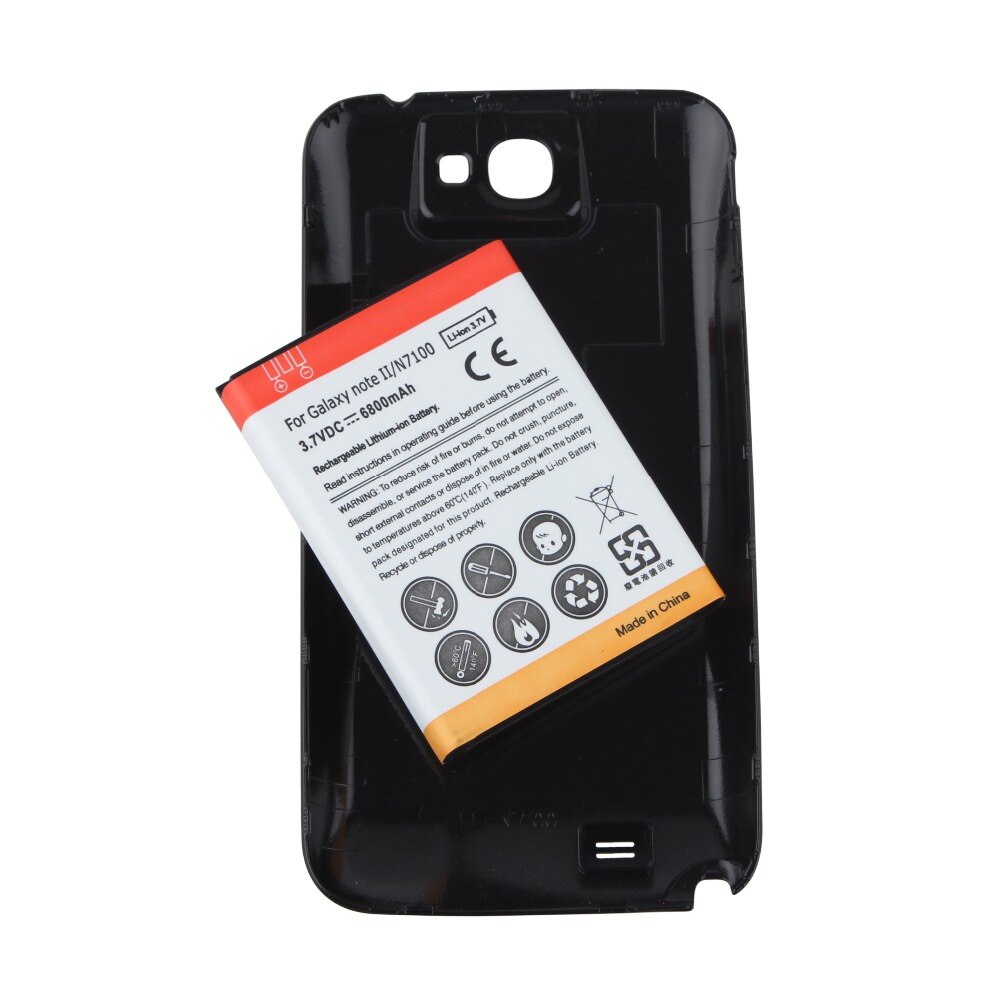 Alta Capacidade 6500 mAh Substituição Prolongado Bateria + Black Tampa Traseira Do Telefone Para Samsung Galaxy Note II Nota 2 N7100