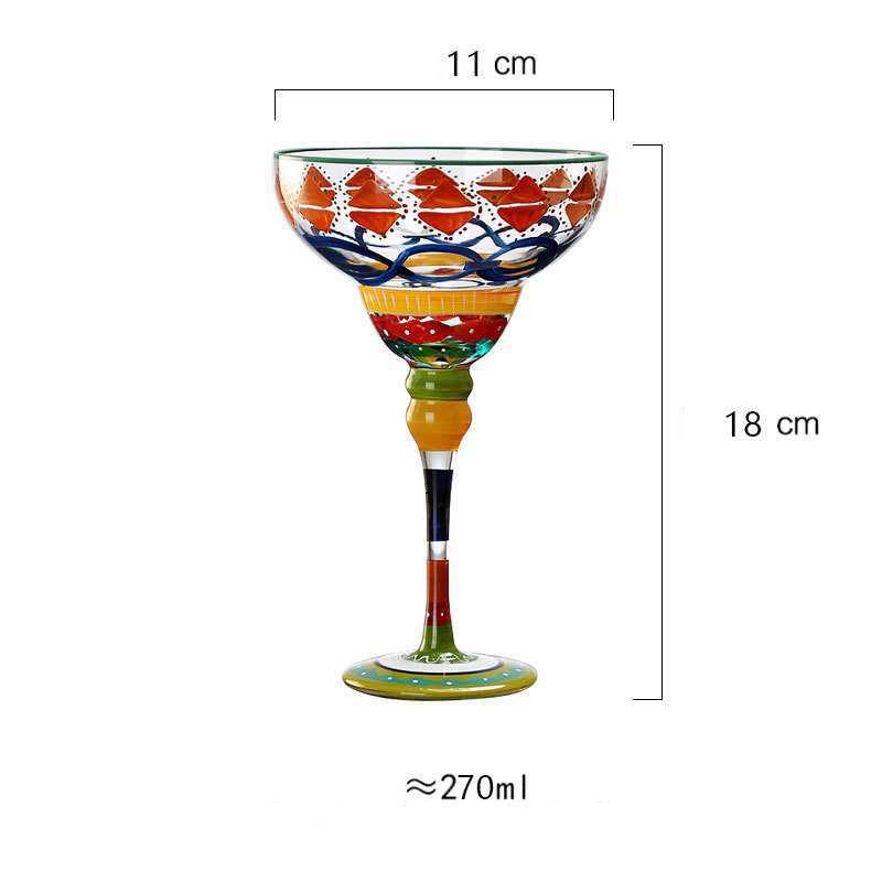 270ml Margarita Wine Glasses Handmade Colorful Cocktail Glass Goblet Cup Lead-free Home Bar Wedding Party Drinkware: Amulet