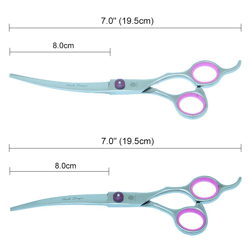 Purple Dragon 7.0" Dogs Grooming Scissors Steel 440C Pets Cutting Scissor&Curved Shears&Thinning Tijeras Animals Tesouras B0007B