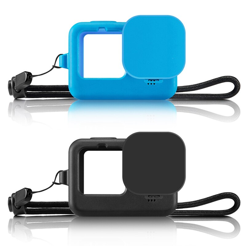 Funda de silicona para GoPro, carcasa protectora anticaída con correa de mano para cámara deportiva, accesorios para GoPro Hero 10, 9