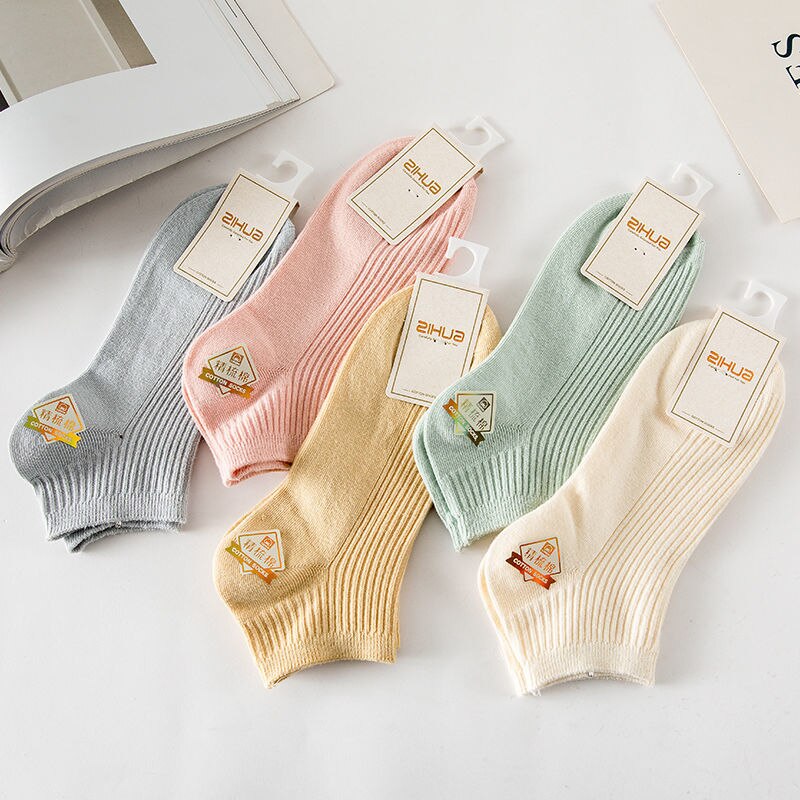 5 par niewidzialne skarpetki bawełniane letnie Kwaii damskie zestaw skarpet japonia słodycze kolor śliczne tendencja zwykły Lolita sportowe krótkie skarpetki działka: 5 pairs 09C