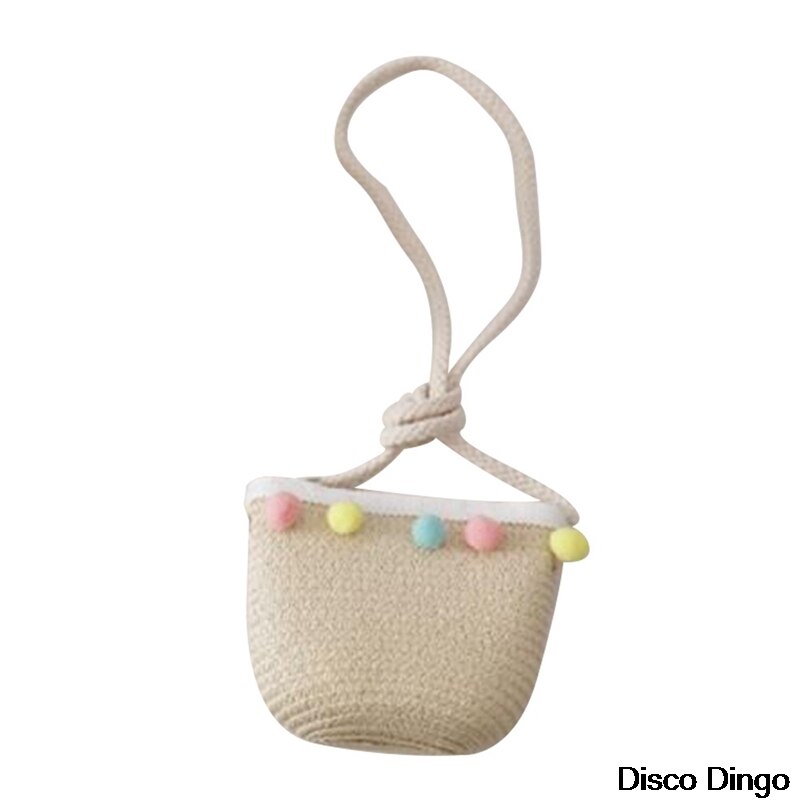 Chapéu de palha de malha bolsa de ombro crianças bonito dos desenhos animados praia viagem protetor solar laço onda protetor solar chapéu: BB7314BG2