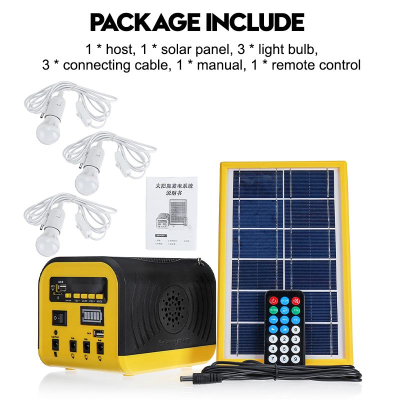 Portable Solar Generator with bluetooth Speaker LED Lighting Outdoor Mini Solar Power System Solar Panel USB Charger