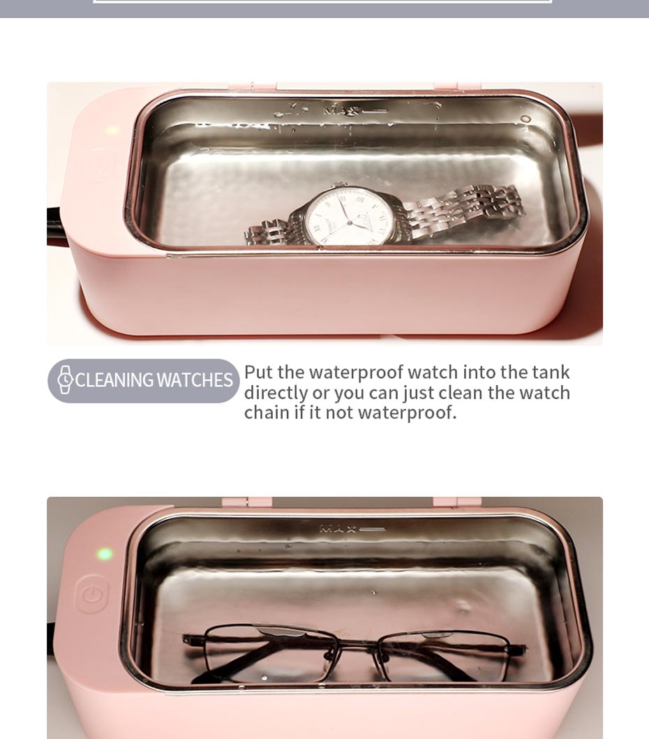 Ultrasonic Cleaner Stainless Steel Washing Bath Machine Glasses Jewelry Watch Denture Mini Ultrasound Wave Cleaning Tank