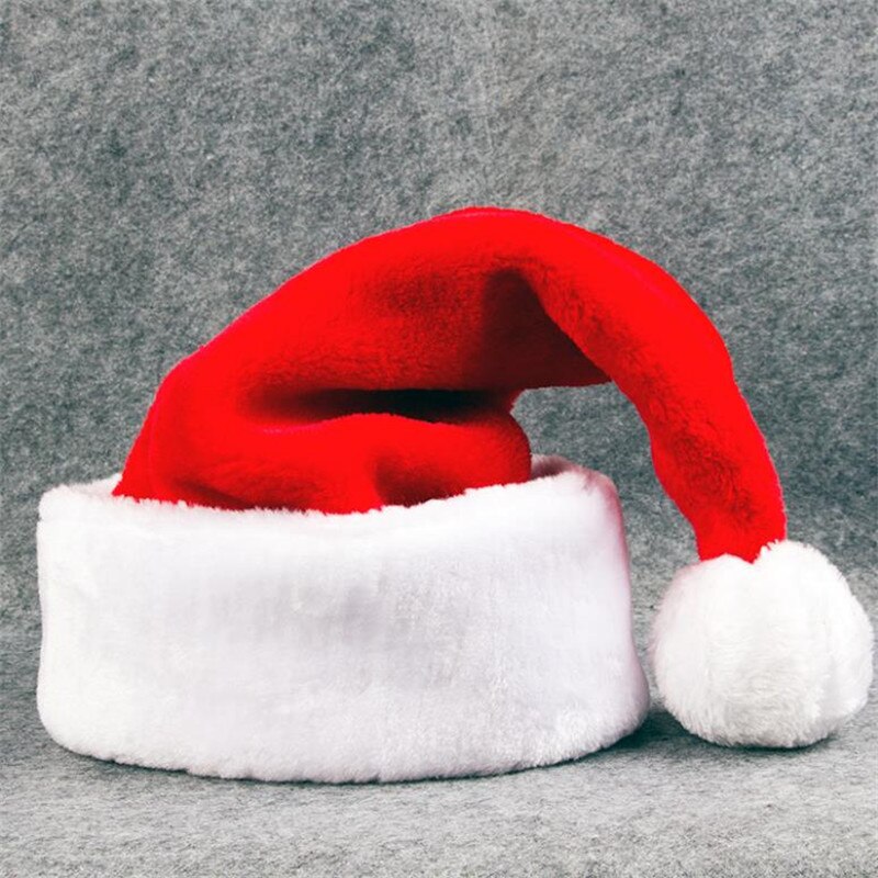 Lyxiga plysch julhattar tjocka varma vuxen stort hår boll tomte hattar juldekoration barn julfest