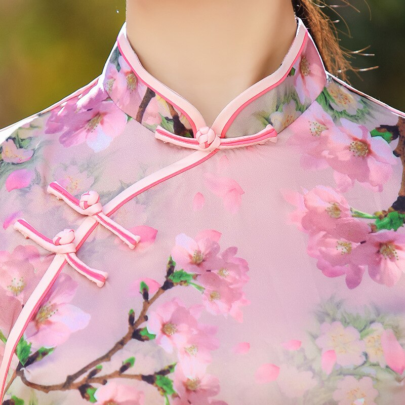 Rosa dam plus storlek 3xl nyhet kort kinesisk högtidsklänning kinesisk stil kvinnor mandarin krage qipao vintage rayon cheongsam
