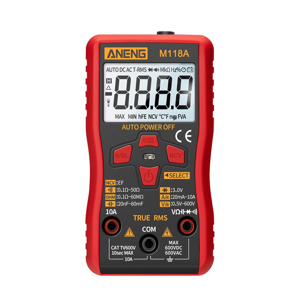 M118A Backlight Digital Multimeter Non Contact Stable LCD Display Measurment Tool ABS Battery Powered Smart Auto Range: Default Title