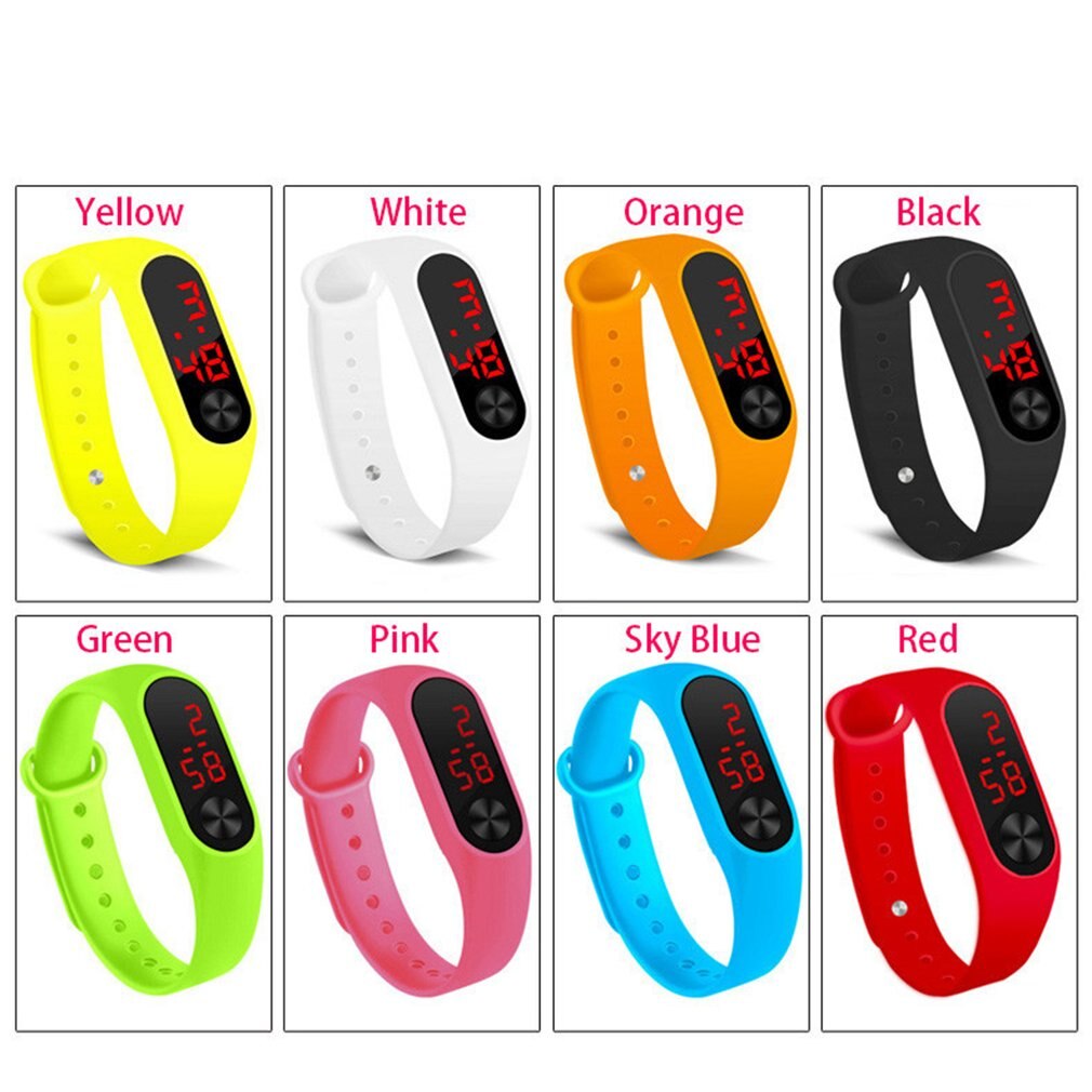 Heren dames eenvoudige sport armband horloges witte led elektronische digitale snoepkleur siliconen polshorloge voor kinderen