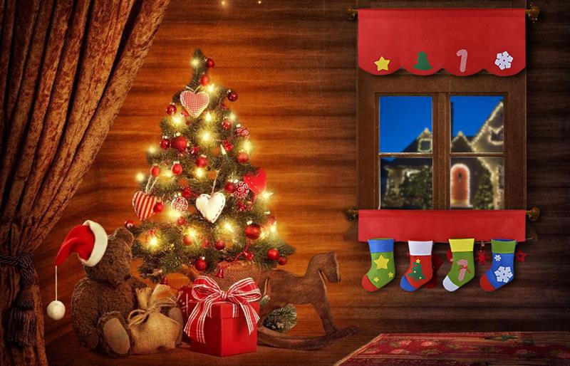 2 stk sæt juledekorativt vinduesgardinvalance dejligt julemønster kort gardin til stue indretning
