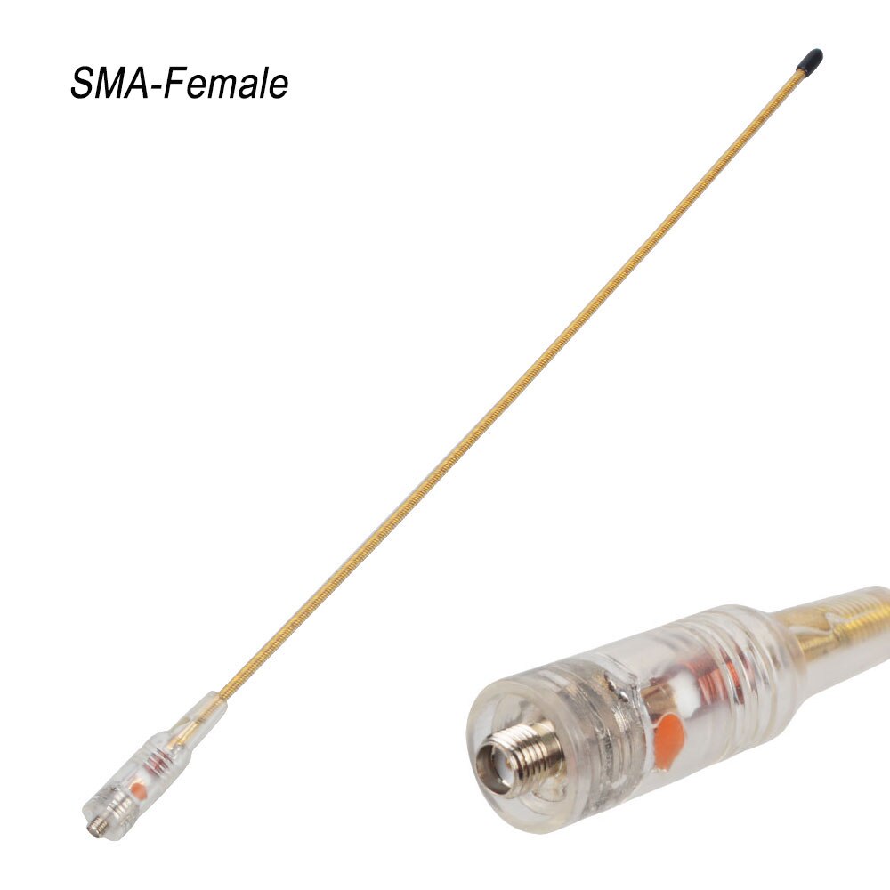 Dual Band 144/430Mhz 3.2dB 2.15dB 39Cm High Gain Draagbare Koper Flexibele Zweep Antenne Vhf Uhf Transparant wit: SMA-Female
