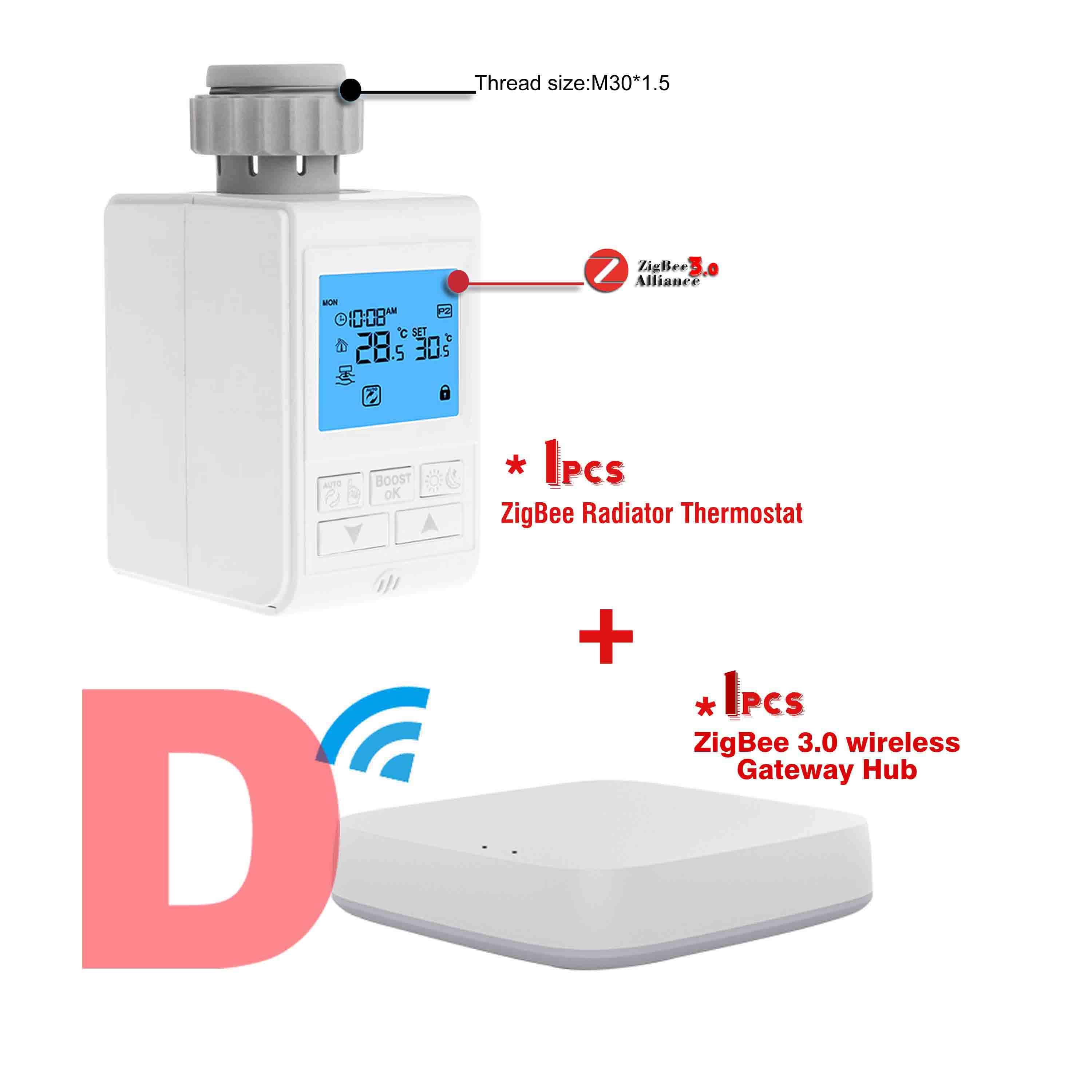 Zigbee-válvula inteligente WIFI para calefacción de suelo, radiador, termostato, funciona con Alexa y Google home: D-Combination 1