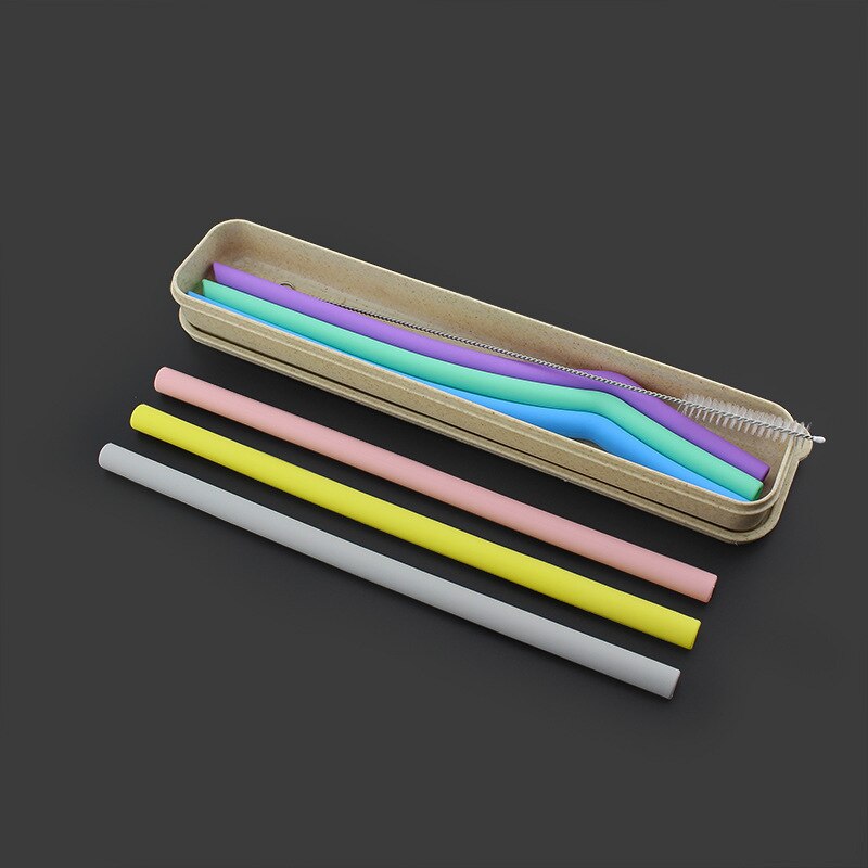 6Pcs Herbruikbare Siliconen Rietjes Vouwen Rietjes Set Kleurrijke Koffie Thee Bar Accessoires Drinkware Partij Reizen Essentieel