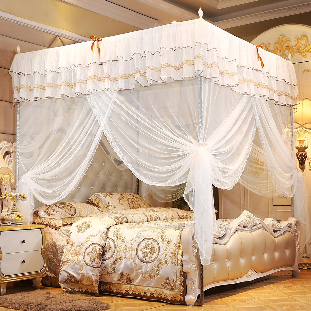 Luksus prinsesse 4 hjørner post seng baldakin myggenet soveværelse myggenet seng gardin baldakin netting myg