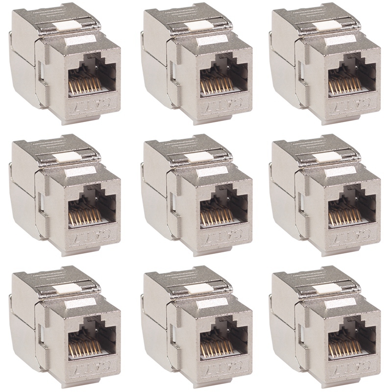 12 Pcs RJ45 Keystone Cat7 Cat6A Afgeschermde Ftp Zinklegering Module Netwerk Keystone Jack Connector Adapter 10Gb Netwerk: Default Title